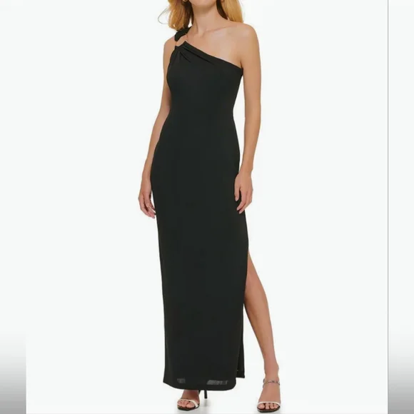 one shoulder calvin klein dress Crepe One-Shoulder Dress